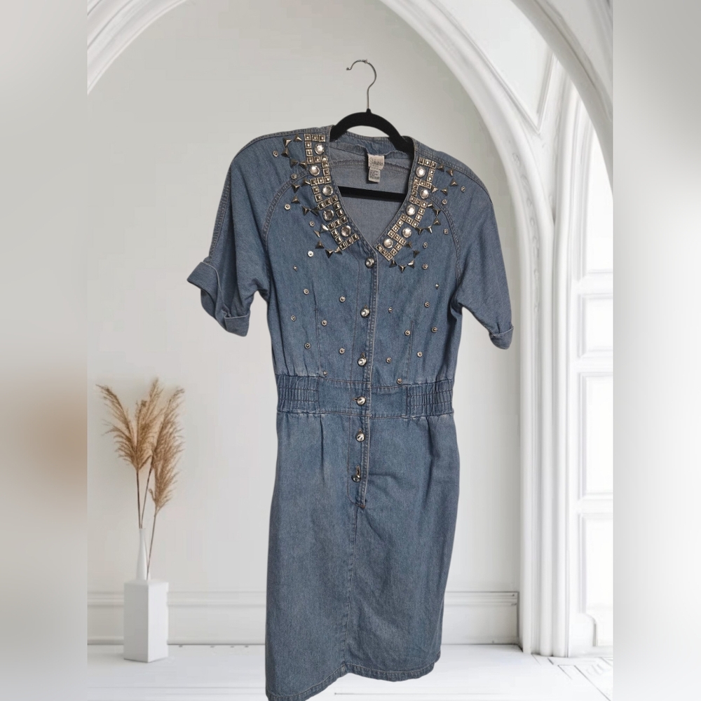 Vintage Embellished Denim Dress